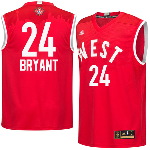 Mens Adidas Los Angeles Lakers 24 Kobe Bryant Swingman Red 2016 All Star NBA Jersey